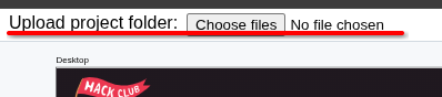 A screenshot of the 'Upload project folder' button.